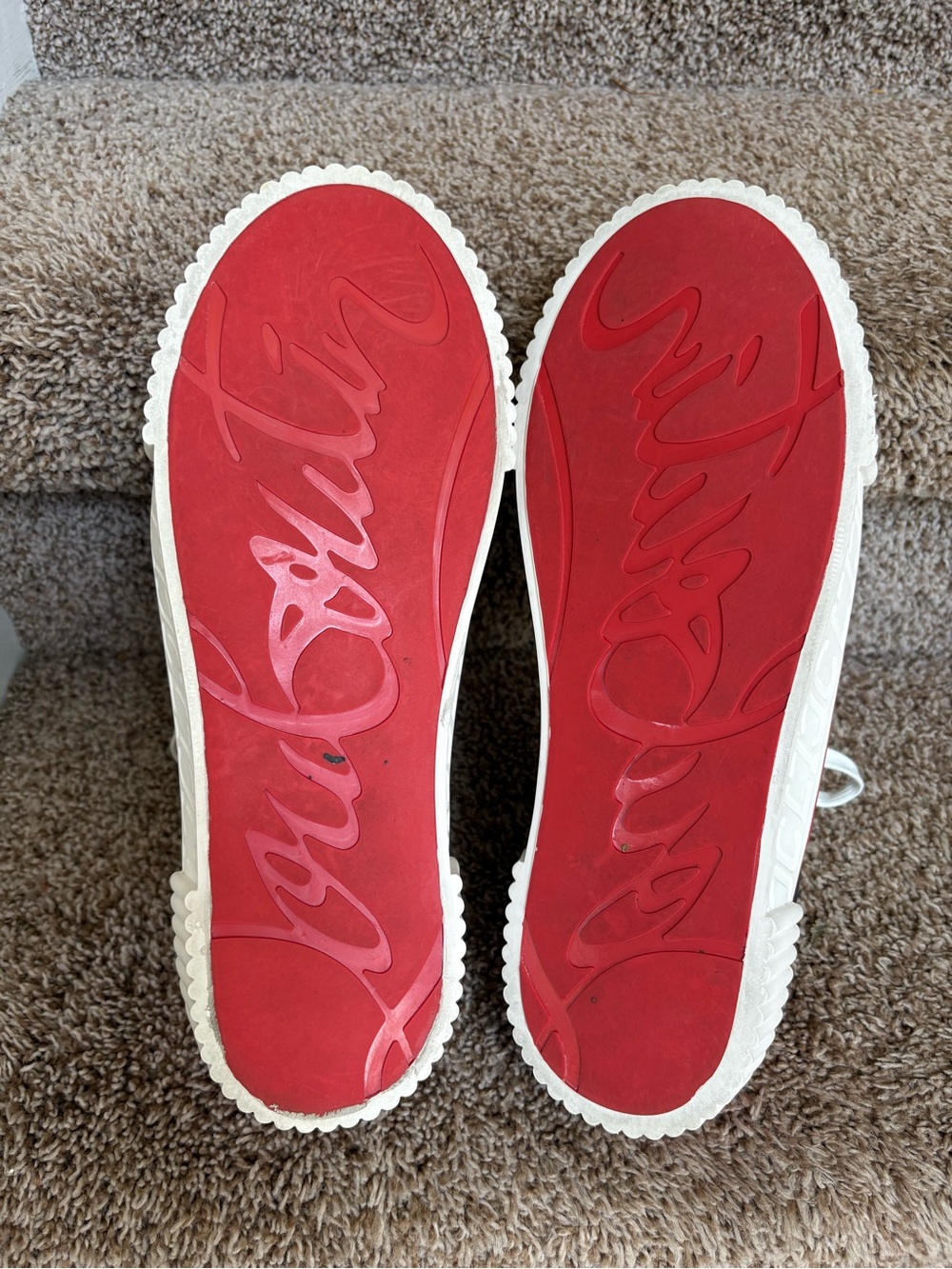 Christian Louboutin Gaby Men’s Navy and Red Canvas Lace up Sneakers - Picture 10 of 14